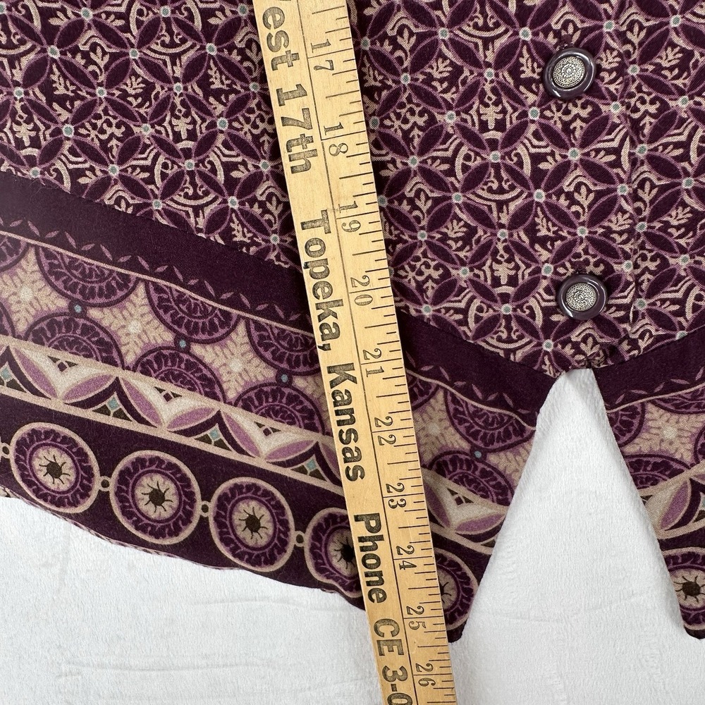 Vintage Jantzen Vest Women's Size Large Maroon Brown Geometric Print Boho 90s - Picture 10 of 10